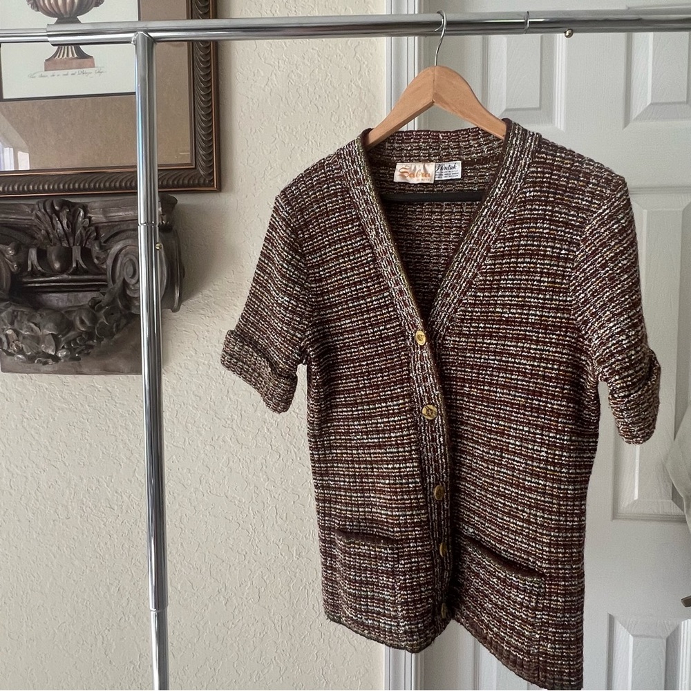 Vintage Sabra Short Sleeve Crochet sSweater